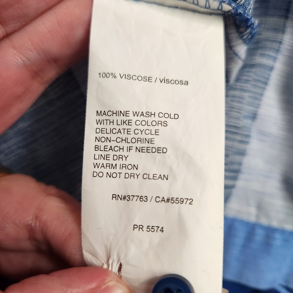 Cubavera XL short sleeve Blue stiped Button Down Shirt collared casual like new - Picture 7 of 11